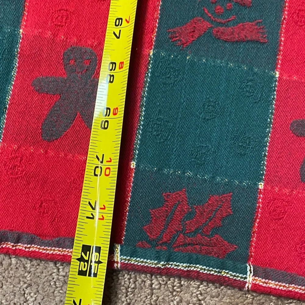 Festive Red and Green Holiday Blanket with Gold & White Trim Snowmen Festive Che